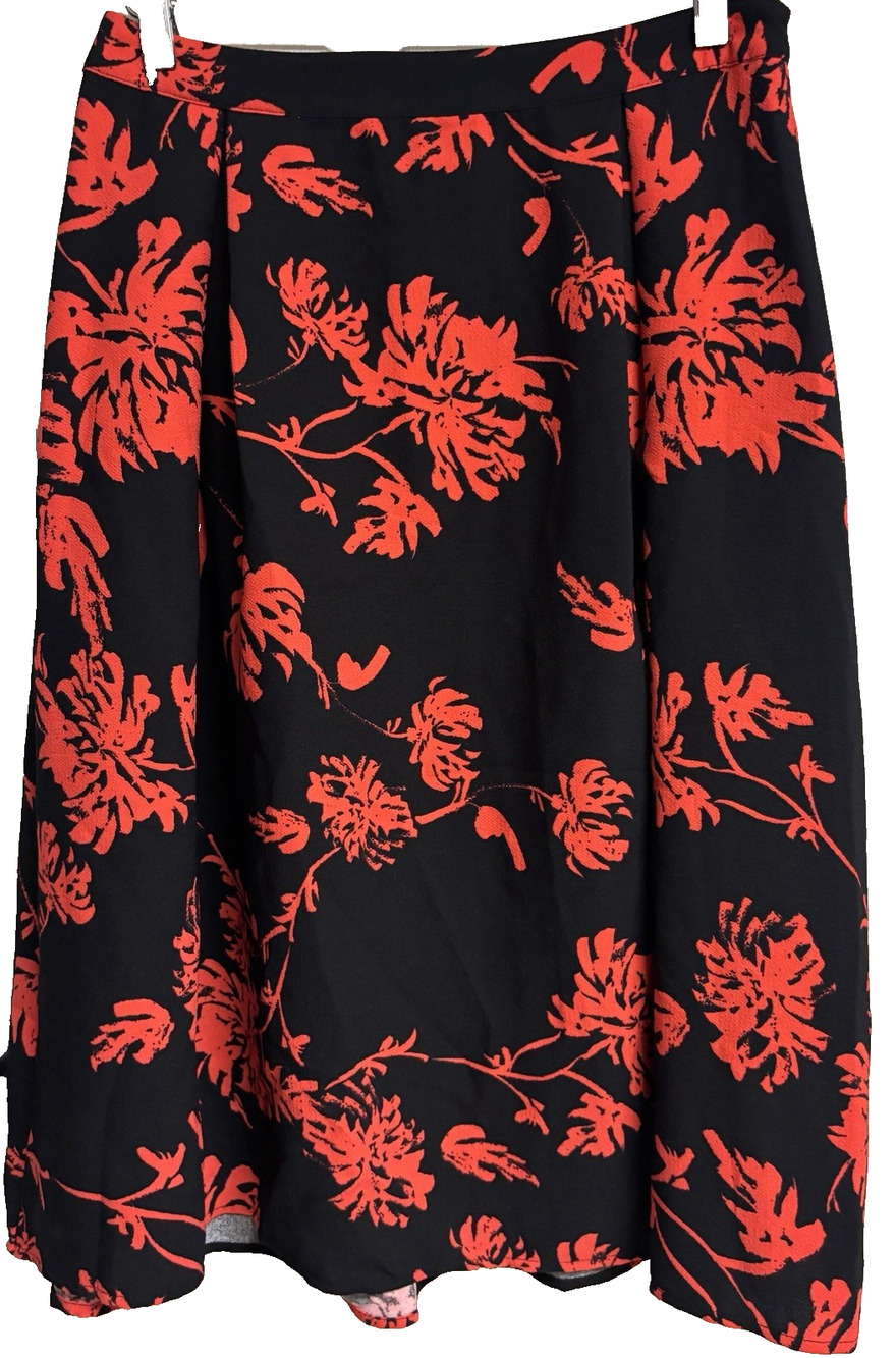 Who What Wear Red Black Full Skirt Womens Size 4 Pleat Machine Washable New